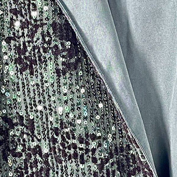 LOFT Emerald Green Velvet Sequin Floral Shift Dress Size 6 WI23 - Picture 10 of 15